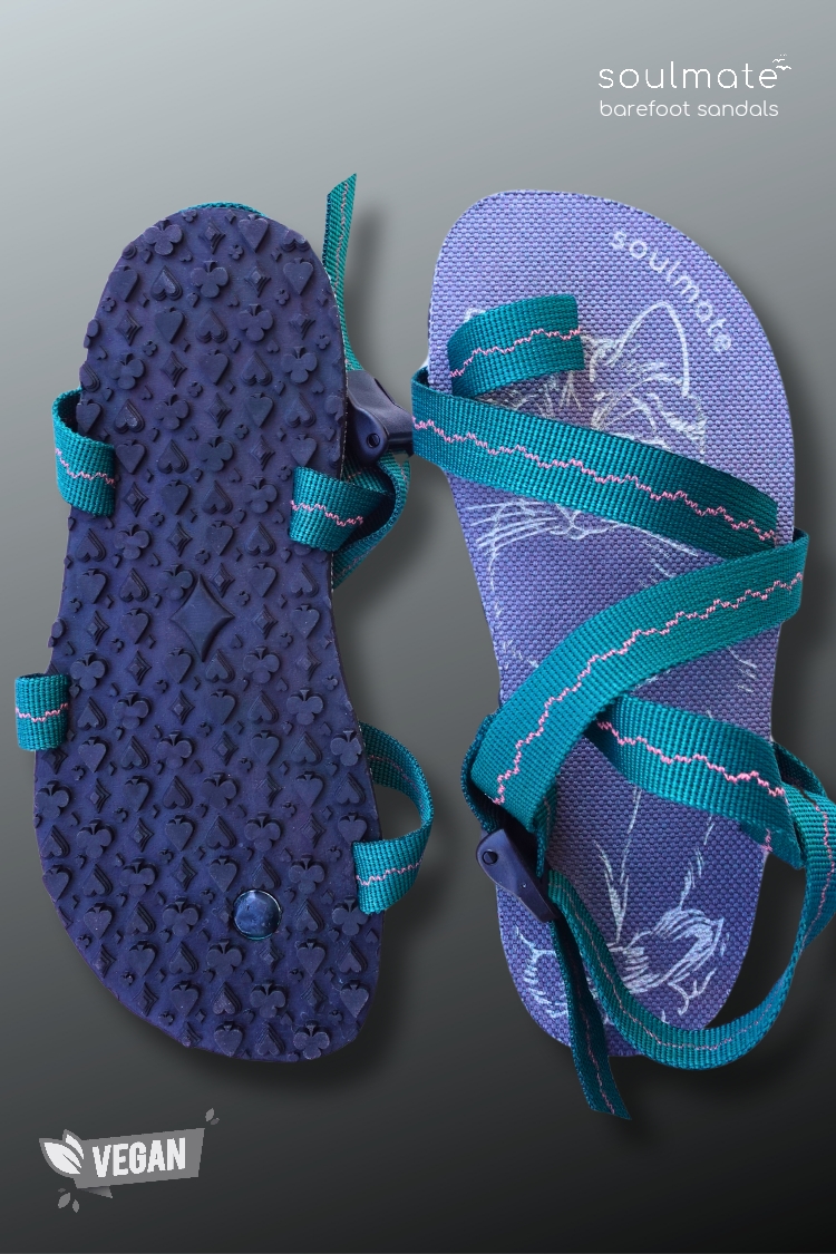 Soulmate Flow-G Barefoot Minimalist Vegan Sandalet / Yeşil-Pembe Zig