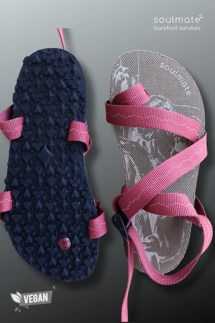Soulmate Flow-B Barefoot Minimalist Vegan Sandalet / Gül Kurusu-Pembe Zig