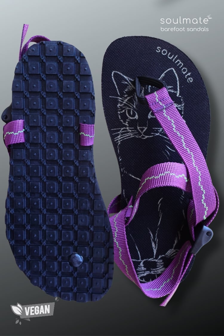 Soulmate Life-Y Barefoot Minimalist Vegan Sandalet / Mor-Yeşil Zig